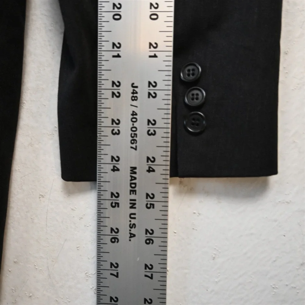 Vtg Italy Double‎ Breasted 44R Black Super 120s Marlane Wool Blazer Jacket Coat